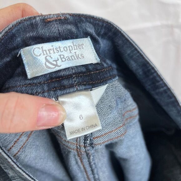 Christopher & Banks Stretch Denim Skirt Dark Wash Aline Maxi Size 6 Boho - Picture 3 of 10